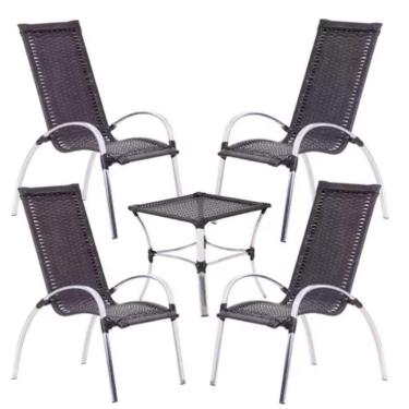 Imagem de Jogo De Mesa Em Alumínio E Mesa De Centro Garden Trama Preto