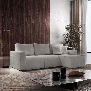 Imagem de Sofá Living 90cm + 90cm Com Chaise Direito Meu Sofá Online B026 Veludo Prata