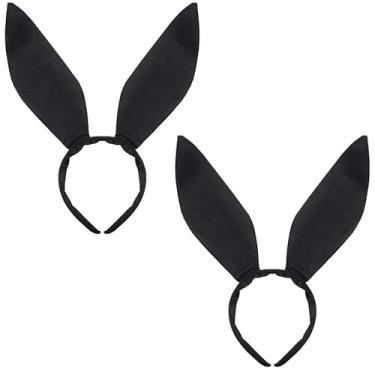 Imagem de Vavious Faixa de cabeça com orelhas de coelho, 2 peças, de veludo preto, orelha, de coelho, para mulheres, sexy, fofo, Halloween, Páscoa, cosplay, fantasia, acessório para decoração de festas de