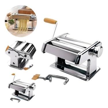 Imagem de Maquina Manual De Macarrão Caseira 3 Tipos de Massa Aço Inox - MAQUINA
