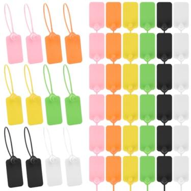 Imagem de GOMAKERER 120 etiquetas de envio de plástico em branco, 6 cores à prova d'água, etiquetas para pendurar, etiquetas graváveis, selo de plástico, adequado para grande logística, uso de placa, gravata de