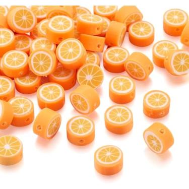 Imagem de 100 contas de argila de polímero de frutas, contas espaçadoras de 10 mm para fabricação de joias, colar, brinco e pulseira, suprimentos de artesanato DIY, contas planas, kits de joias de verão e