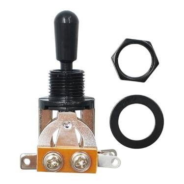 Imagem de KiBcsLic Chave seletora de 3 posições para guitarra elétrica, acessório versátil e confiável em metal, para homens e mulheres. Substitui a chave seletora de, Porca Sextavada com Tampa Preta