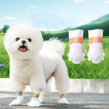 Imagem de Protetor de botinhas descartáveis à prova d'água, 40 peças, capas para pés de cães pequenos com bandagem autoadesiva ajustável, para uso interno e externo, proteção de patas - M