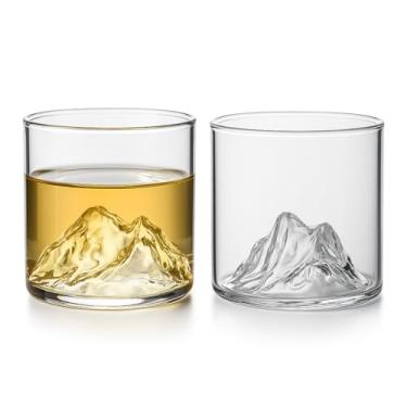 Imagem de Kit 2 Copos de Vidro Montanha 300ml Cristal Transparente Design Montanha Luxo para Whisky Drinks e Bebidas Vidro Premium Reforçado