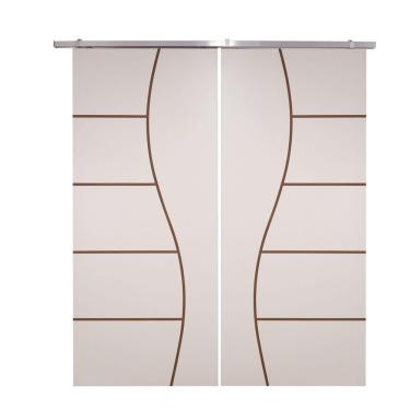 Imagem de Porta Dupla Branco Prime Frisada Kit Alumínio F07 - 210x160