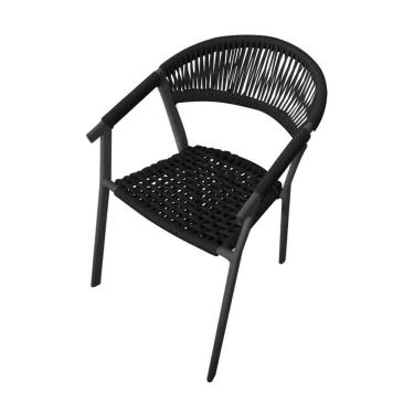 Imagem de Cadeira Decorativa Joana Em Corda Náutica E Base Em Alumínio Preta-preta - Cor: Preto