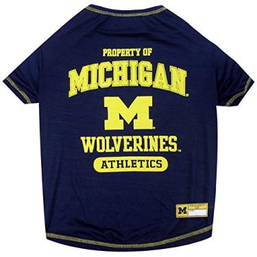Imagem de Pets First Camiseta Collegiate Michigan Wolverines Dog, GG - Camisa licenciada para animais de estimação colorida com logotipos de equipe. - Materiais elásticos premium para o conforto do seu cão e