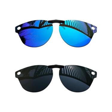 Imagem de MYCOURAG 2 pares de lentes polarizadas com proteção UV para óculos de sol Ray-Ban Meta Skyler RW40010-52 – preto sólido + azul gelo