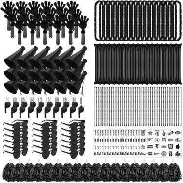 Imagem de Soulchen 540 peças acessórios de espírito de equipe escolar preto sortido dia do time palitos de trovão apitos de mão apitos megafone pompons de torcida óculos adesivo para eventos esportivos