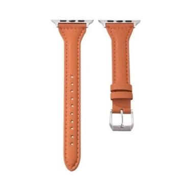 Imagem de Pulseira De Couro Slim Para Apple Watch Band 40mm 41mm 44mm 45mm 42mm 