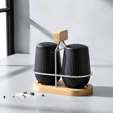 Imagem de Xicara Oasis Açucareiro Saleiro Pimenteiro Manteigueira Preto Bambu Café (Saleiro e Pimenteiro Preto)