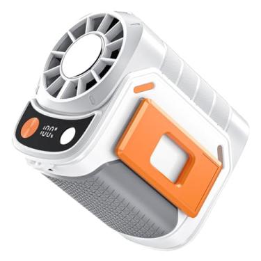 Imagem de Ventilador Portátil Multifuncional Compacto 5 Velocidades 18.000 RPM Bateria 4.000 mAh Carregador e Lanterna LED Com Clipe de Cintura e Cordão Carregamento USB Tipo C (Branco)