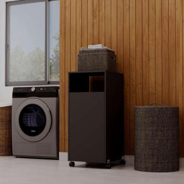 Imagem de Armario Organizador Cesto De Roupas Para Lavanderia com Rodinha Multiuso Preto