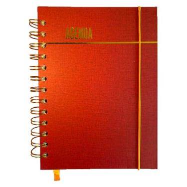 Imagem de Agenda Permanente 2026 Capa Dura Espiral, com elástico e marador de página. (Vermelha)