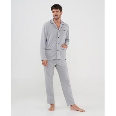 Imagem de Pijama Aberto Botões - Lohe, Cinza, GG