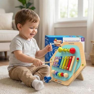 Imagem de Painel Atividades Sensorial Montessori Bebê Brinquedo Educativo Coordenação Motora (Painel Audição)