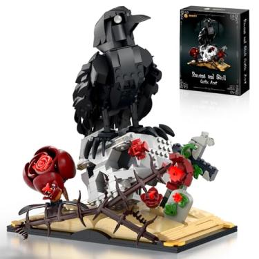 Imagem de Gothic Raven & Skull Art Building Set, 758 PCS with Crow, Skulls, Roses & Books - Eye-Catching Table Centerpiece, Perfect Holiday or Birthday Gift for Adults & Kids Ages 6+