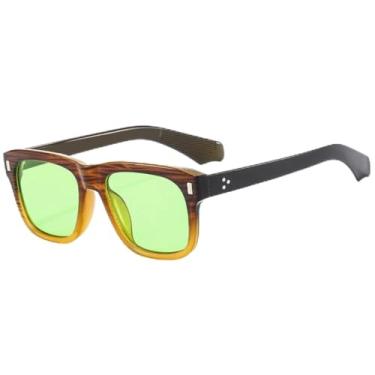 Imagem de Óculos de sol com armação quadrada da moda, feminino, masculino, tendência, luxo, ar livre, viagem, direção, UV400 (marrom, verde)