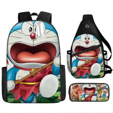 Imagem de Conjunto de mochilas Doraemons Cartoon Kids School Mochila Anime