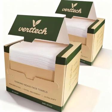 Imagem de verttech Toalhas de rosto Diamond Weave, pacote 2 x 50 (100 no total) – Extra Grande 25,4 x 30,5 cm, biodegradáveis, ultra absorventes, panos descartáveis de textura dupla para cuidados com a pele