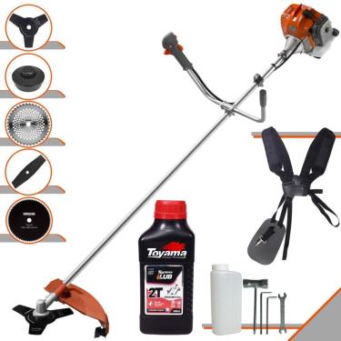 Imagem de Roçadeira Tekna RL430ACNTK À Gasolina 43cc 1,7HP Com Faca 2 Pontas + Faca 3 Pontas + Faca 40 Dentes + Faca 80 Dentes + Carretel Nylon + ÓLEO TOYAMA 2T