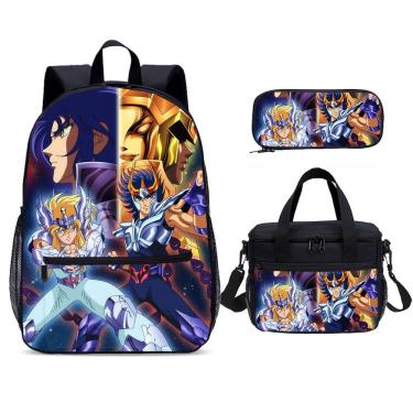 Imagem de Conjunto de mochilas escolares Saint Seiyas de 3 peças para estudantes