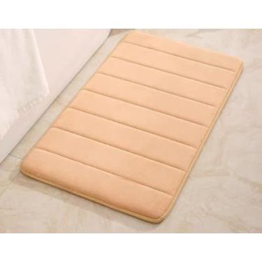 Imagem de Kit 2 Tapetes de Banheiro Antiderrapante Super Soft 60x40cm – Tapete de Banho Absorvente Macio Luxo (LISTRAS CAQUI)