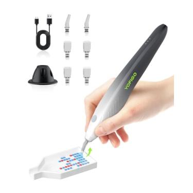 Imagem de Caneta de pintura de diamante sem fio elétrica, caneta artística de diamante a vácuo com base de carregamento, 6 cabeças de sucção, caneta de pintura gradiente para iniciantes (preto)