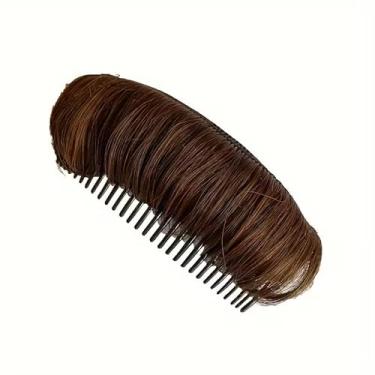 Imagem de Peruca curta com pente invisível para aumentar a raiz para mulheres, ideal para penteados mais volumosos, castanho claro