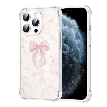 Imagem de Vulfwela Capa para iPhone 11 Pro de 5,8 polegadas com laço rosa claro, estampa de flor de videira vintage, capa de telefone transparente para mulheres e meninas, antiamarelamento, antiqueda, à prova