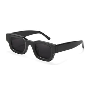 Imagem de JRLLFD Óculos de sol retangulares grossos de acetato feitos à mão para homens e mulheres, óculos retrô Uv400 (7)