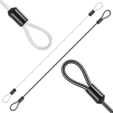 Imagem de Cabo de segurança de aço inoxidável com laços, corda trançada de 3 mm x 1 m, cabo de trava de segurança revestido de vinil de laço duplo para portões de bicicleta de viagem ao ar livre, 2 unidades