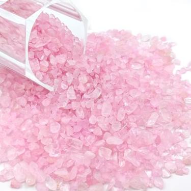 Imagem de Kaiyuan Dynasty 230 g (230 g 5-7 mm Cascalho de cristal rosa de quartzo triturado pedras lascas de vidro polido para enchimento de vasos, aquário e decoração de casa
