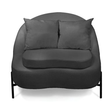 Imagem de Poltrona Decorativa Orgânica Pé De Metal Preto Zaya Bouclê C05 - D'rossi Grafite