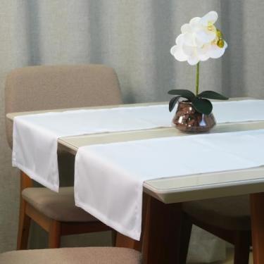 Imagem de Caminho de Mesa Basic 1,30m x 40cm - 100% Poliéster Tecido Oxford - 1 Peça (Branco)