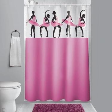 Imagem de Cortina de Box Banheiro Vinil com Ganchos – Cortina para Box Impermeável e Fácil de Limpar (VISOR BAILARINAS)