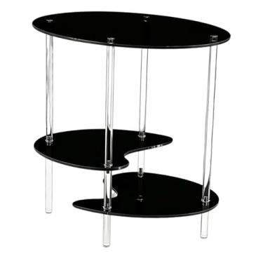Imagem de KiBcsLic Mesa lateral de acrílico, mesa de cabeceira com 3 prateleiras de armazenamento, de apoio pequena de 3 níveis, de bar para cantos ao lado do corredor, Preto