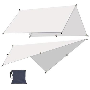 Imagem de Lona de toldo de acampamento durável impermeável leve para tenda ao ar livre uso multiuso (branco arroz, 3 x 3 m)