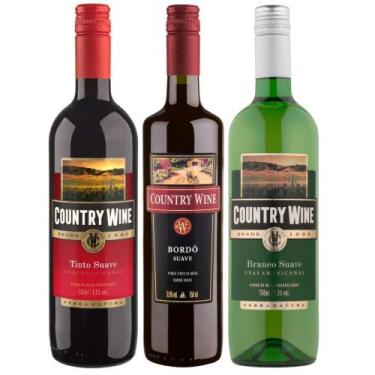 Imagem de Kit 3 Vinho Suave Vinicula Aurora Country Wine 750ml
