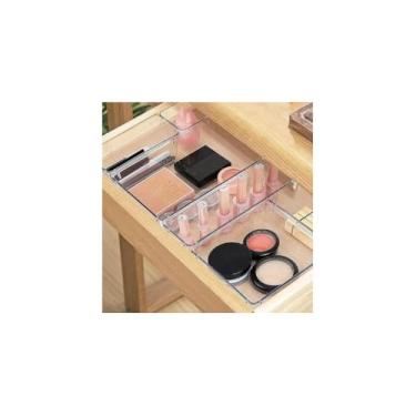 Imagem de Organizador de Gavetas Transparente, Material P.E.T, 23x15x5,2 cm, Design Minimalista, para Cozinha, Banheiro, Escritório, Quarto