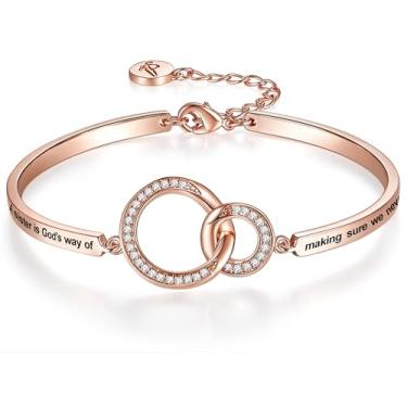 Imagem de Aihitero Presente de Natal para irmãs, pulseira circular com mensagem "A Sister is God's Way of Making Sure We Never Walk Alone", joias femininas e meninas, presente de aniversário de Natal do irmão