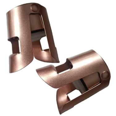 Imagem de 2 tampas seladoras de champanhe, 2 unidades de aço inoxidável, conjunto de seladores de garrafa de vinho espumante com um plugue de vedação curto, acessórios de presente para champanhe (ouro rosa