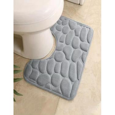 Imagem de 1 tapete de banheiro de espuma viscoelástica super absorvente, versão fina, tapete macio e confortável, tapete antiderrapante, fácil de secar, lavanderia, quarto, acessórios de banheiro, cinza claro