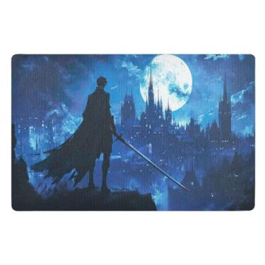 Imagem de Tapete de porta Knight Moon Blue Tapete de boas-vindas caçador de sujeira ao ar livre, tapete de entrada 81 x 50 cm