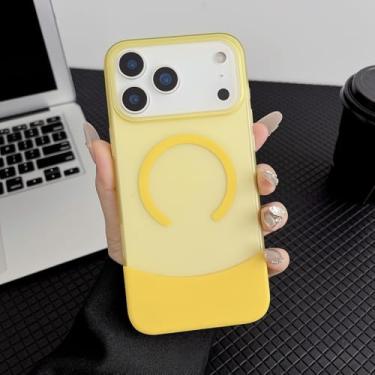 Imagem de SFDSUH Capa magnética para iPhone 16 Pro Max com carregamento sem fio e proteção contra impactos (para iPhone 16 Pro Max/Amarelo)