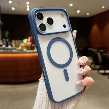 Imagem de HJZSZX Capa magnética fashion para iPhone 16 Plus, capa com carregamento sem fio e à prova de choque (para iPhone 16 Plus/azul marinho)