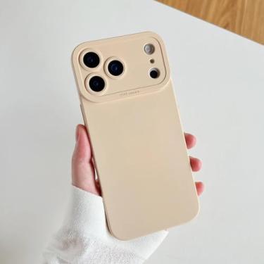 Imagem de SFDSUH Capa protetora de lente de câmera para iPhone 16, em silicone macio e resistente a impactos (para iPhone 16/Cáqui)