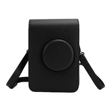 Imagem de Cryfokt Bolsa de Proteção de Câmera retrô Capa de Couro PU Macio para Mini EVO, Alça Ajustável, Entusiastas da Fotografia (Preto)