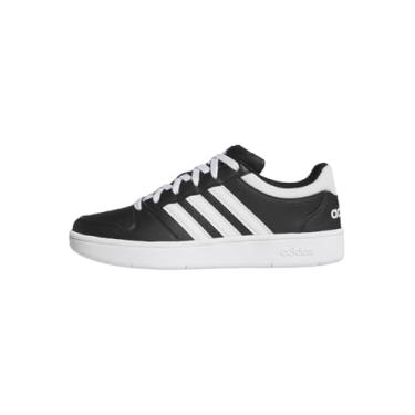 Imagem de adidas Tênis masculino clássico Hoops, Preto/branco/branco, 37